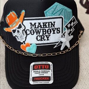 OTTO Black Trucker Hat with Bold Embroidery